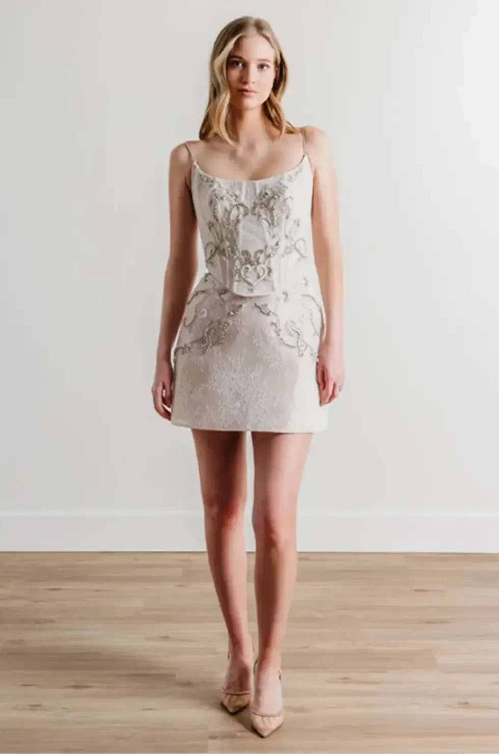 Model wearing a bridesmaid dress