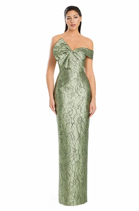 Model wearing a mother of the bride dress