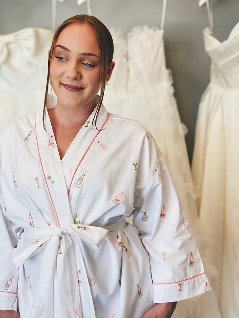 Bride in her robe