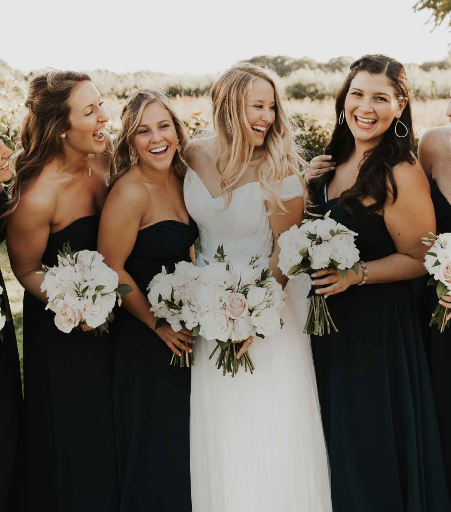 Black tie bridal party  Black bridal parties, Black bridesmaid dresses  fall, Black wedding dresses