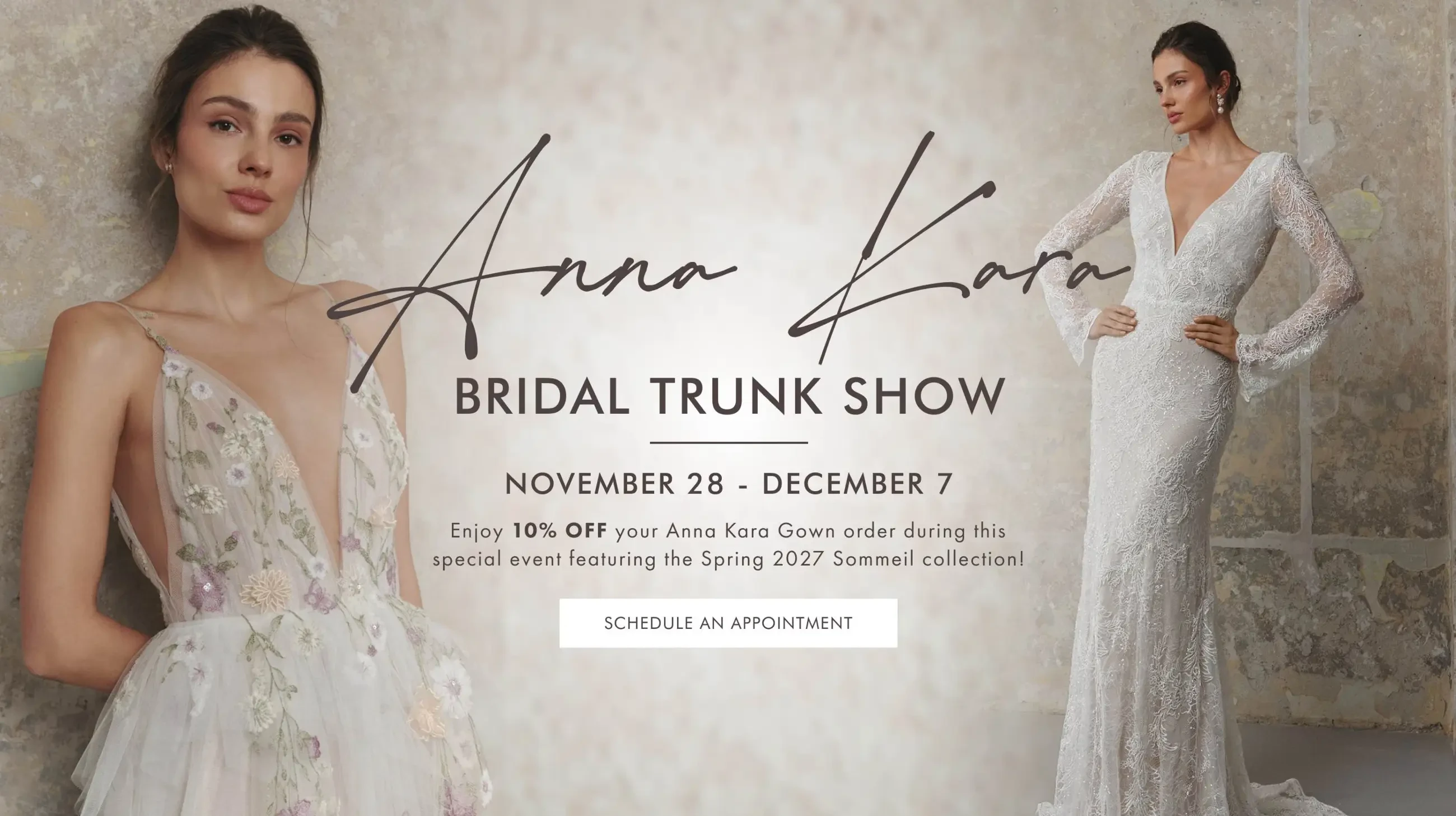 Anna Kara Bridal Trunk Show at Madeleine's Daughter desktop banner